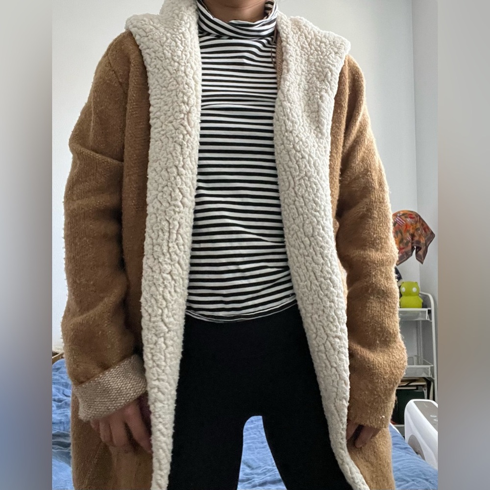 Zara Brown Shearling Cardigan